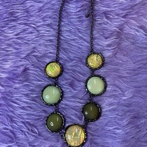 Sold -Statement necklace with gunmetal chain